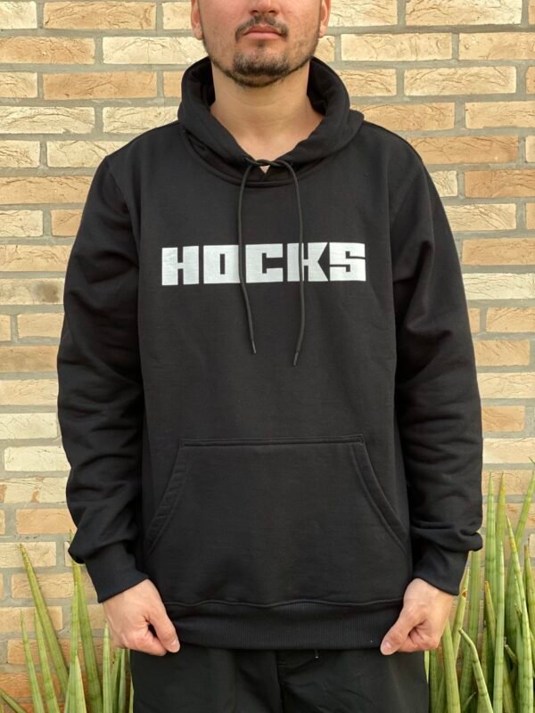 MOLETOM CANGURU HOCKS LOGO PRETO