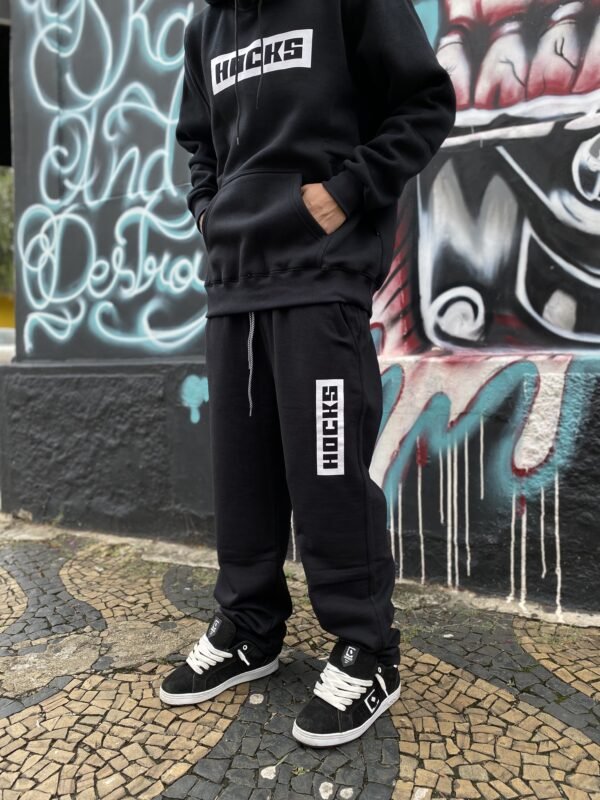 CALÇA MOLETOM HOCKS LOGO LETTER PRETO - Imagem 2