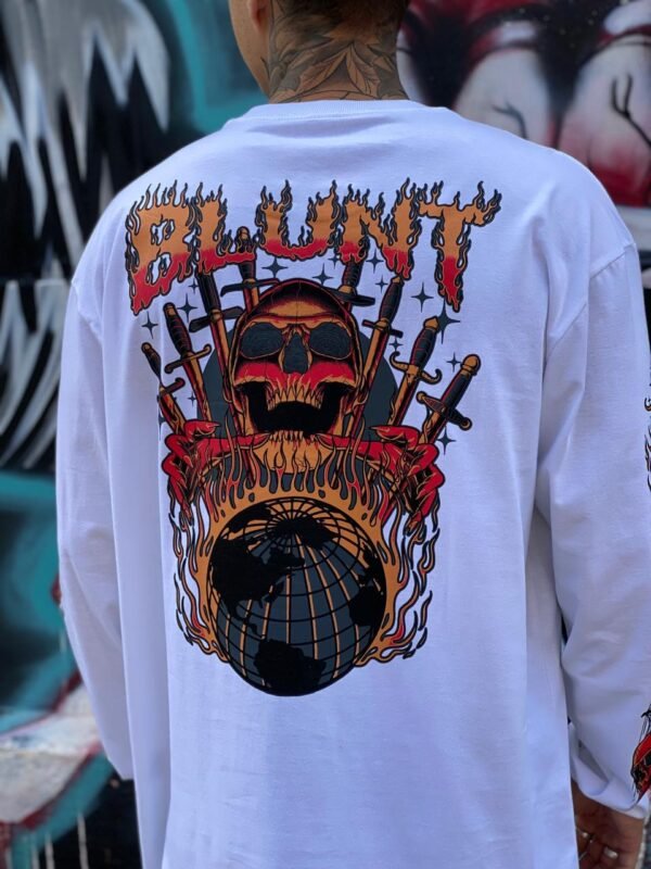 CAMISETA ML BLUNT FIRE SKULL NEW WHITE - Imagem 2