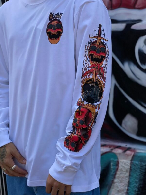 CAMISETA ML BLUNT FIRE SKULL NEW WHITE - Imagem 4