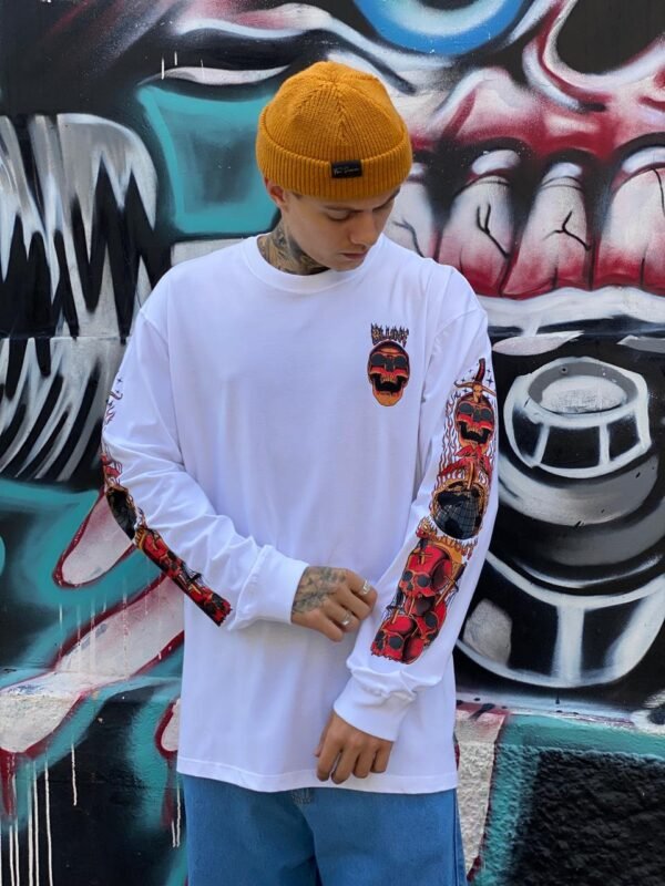 CAMISETA ML BLUNT FIRE SKULL NEW WHITE - Imagem 3