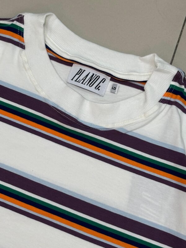 Camiseta Plano C. Listrada Bege Mini Logo - Imagem 3