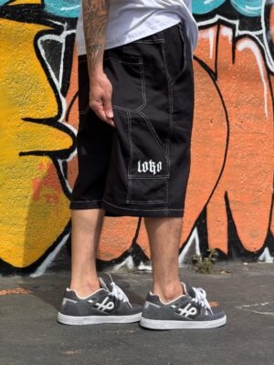 Bermuda Carpinteiro Loko Pesponto Preto