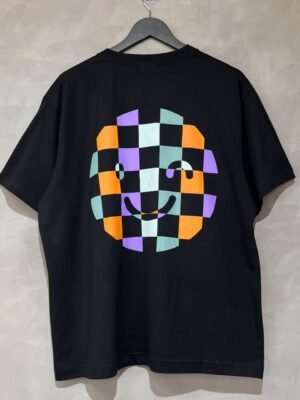 Camiseta Orange Plaid Smile Preto