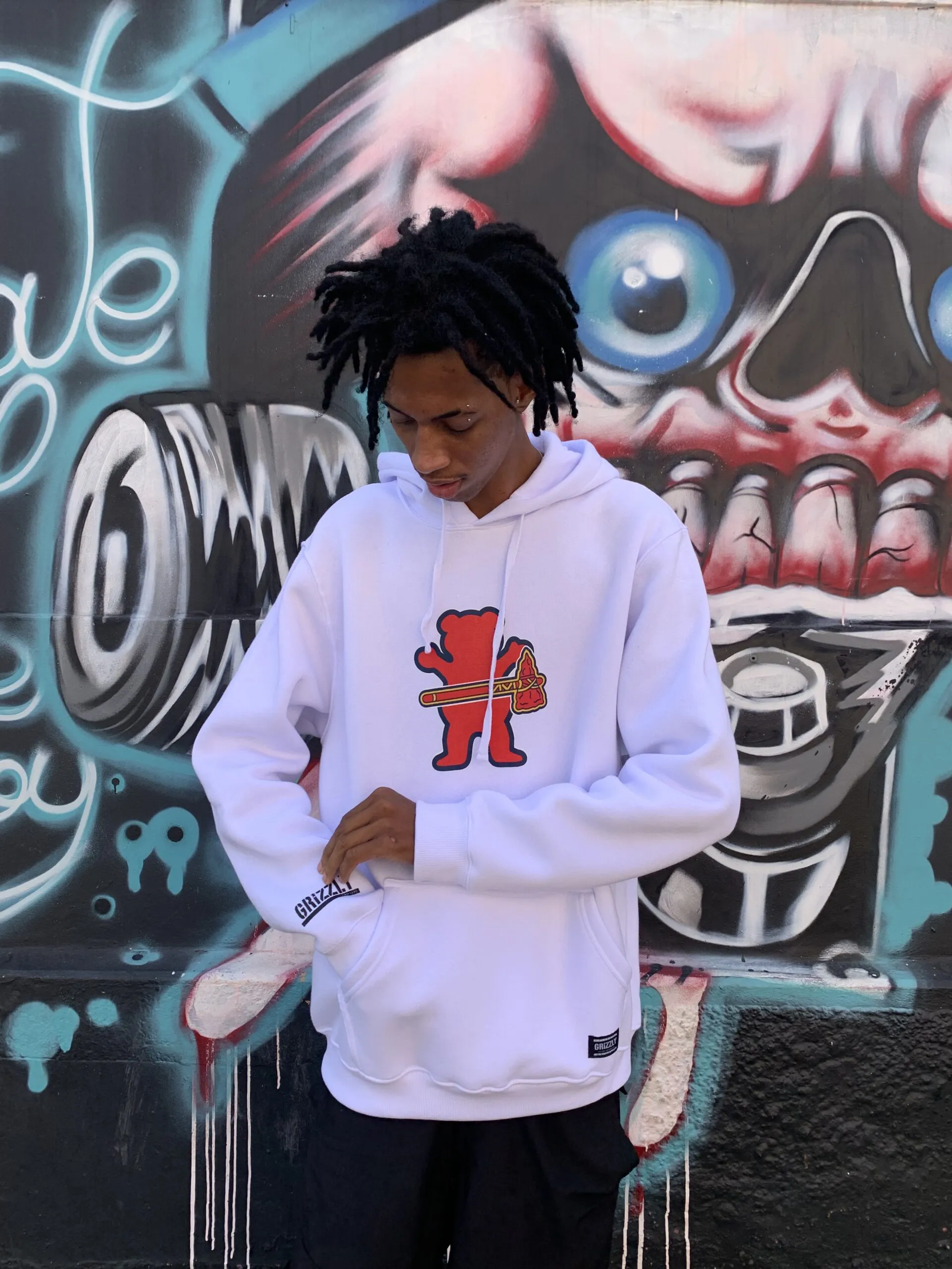 MOLETOM CANGURU GRIZZLY HOTLANTA HOODIE BRANCO - Imagem 3