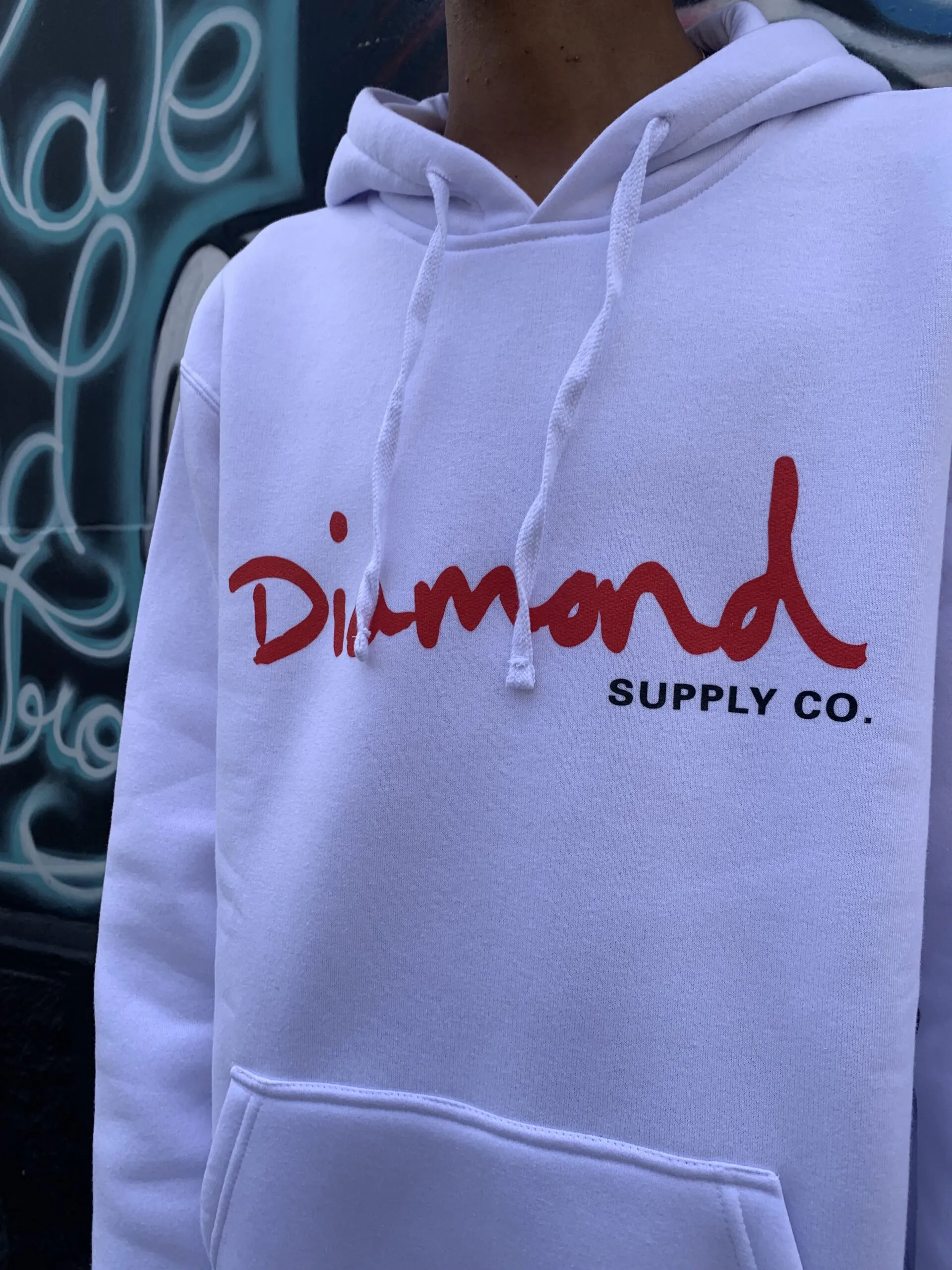 MOLETOM CANGURU DIAMOND OG SCRIPT HOODIE BRANCO - Imagem 2
