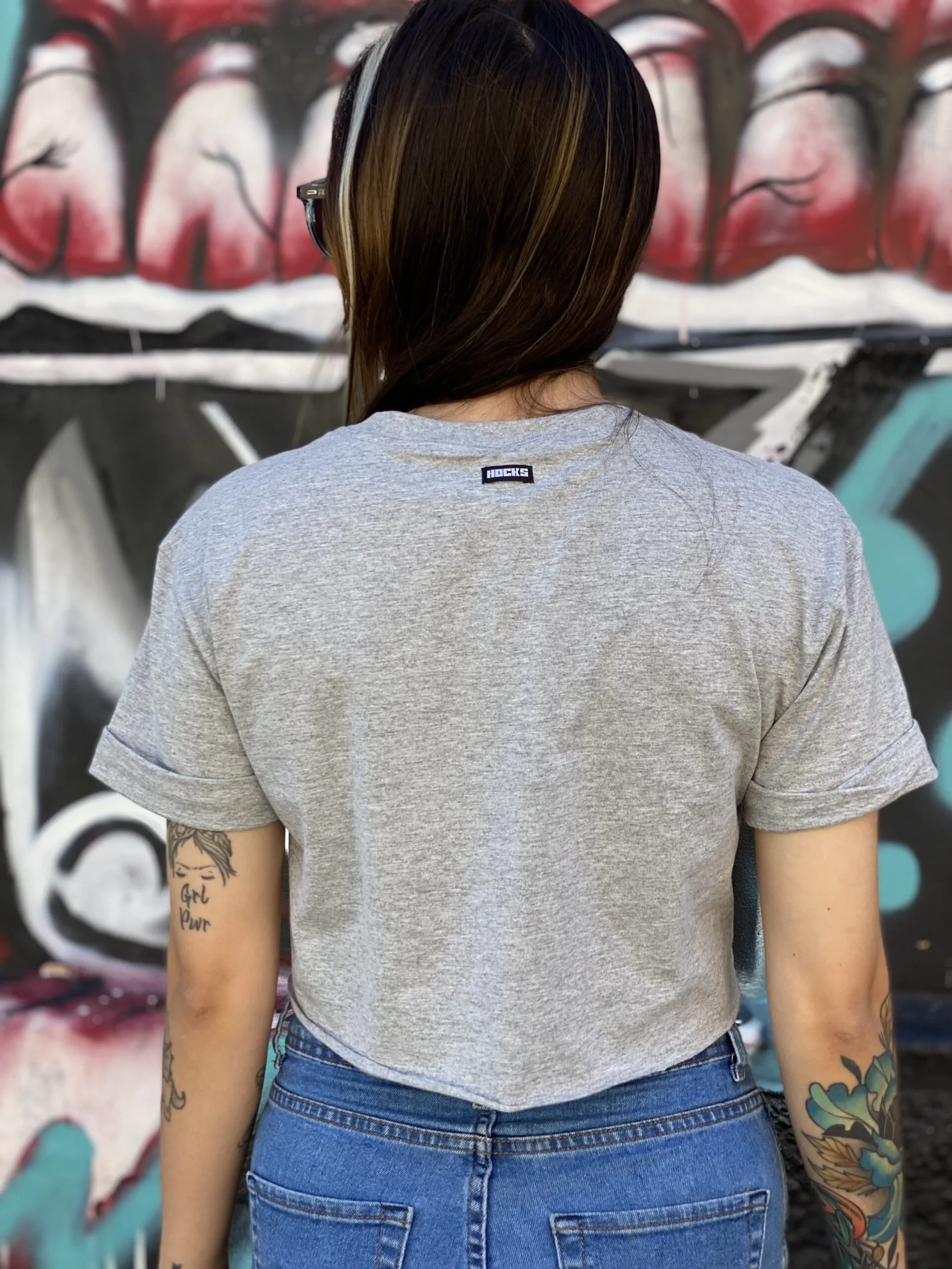 CROPPED MALHA HOCKS LOGO BOX CINZA - Imagem 4