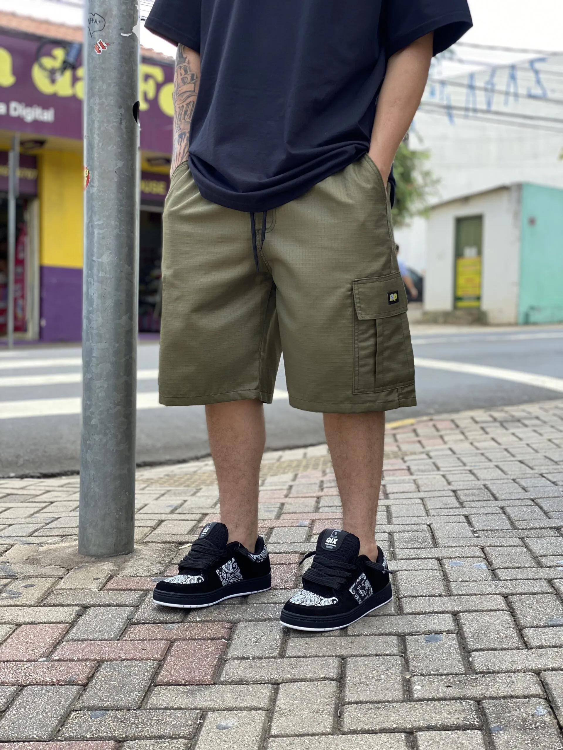 BERMUDA CARGO LOKO RIPSTOP VERDE MILITAR - Imagem 3