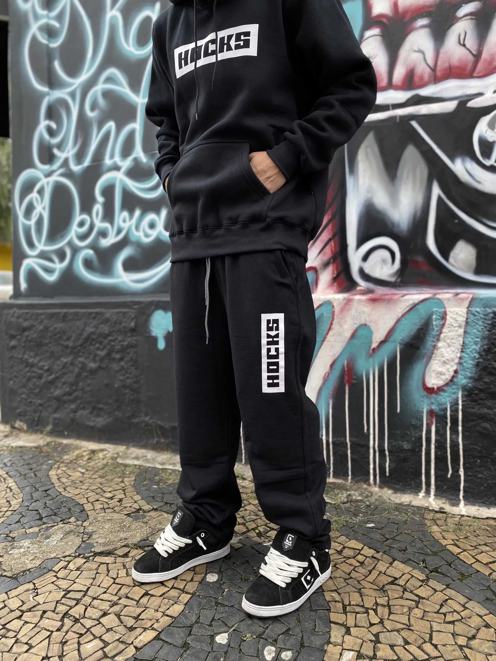CALÇA MOLETOM HOCKS LOGO LETTER PRETO - Imagem 2