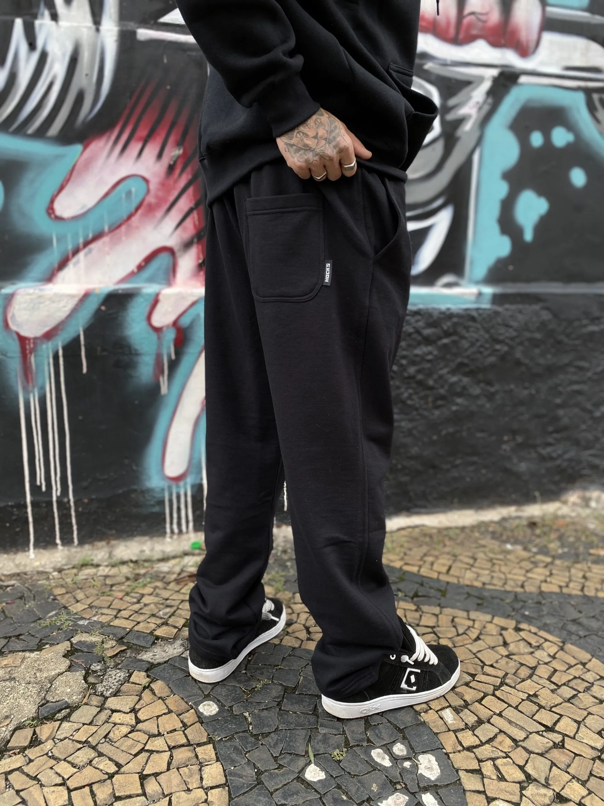 CALÇA MOLETOM HOCKS LOGO LETTER PRETO - Imagem 3