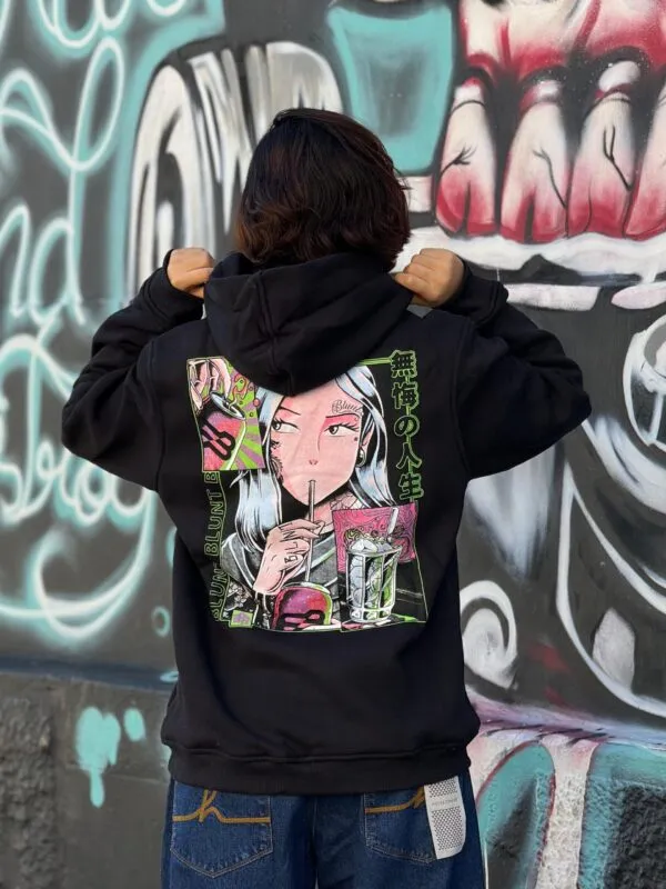 MOLETOM CANGURU BLUNT NO REGRETS PRETO - Imagem 6
