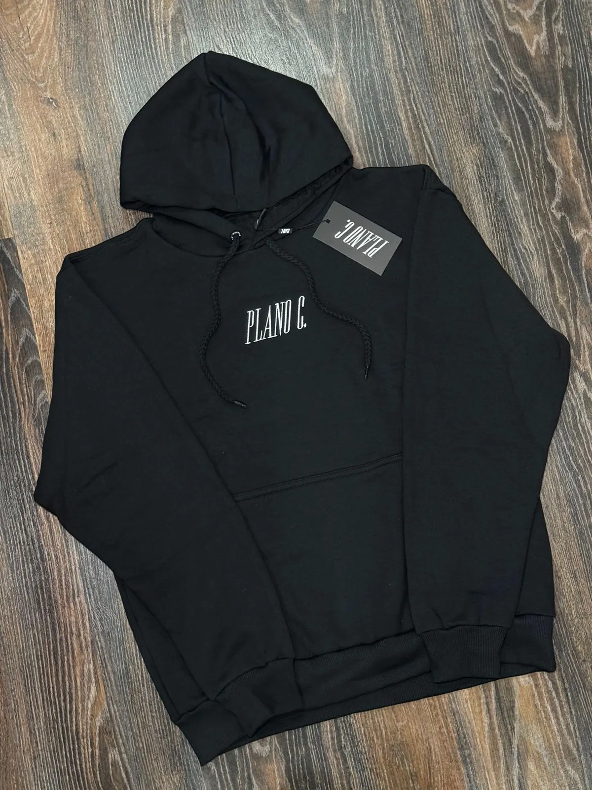 MOLETOM CANGURU PLANO C. LOGO BORDADO PRETO