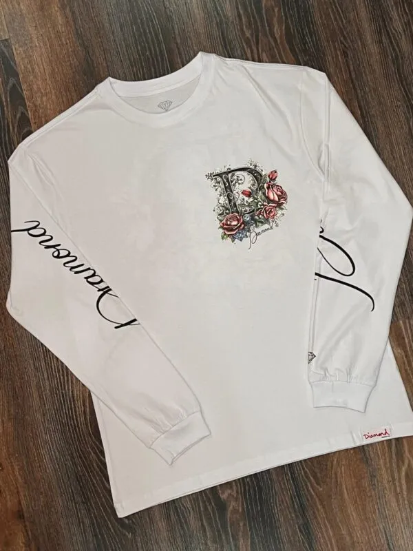 CAMISETA MANGA LONGA DIAMOND ROSES WHITE - Imagem 4