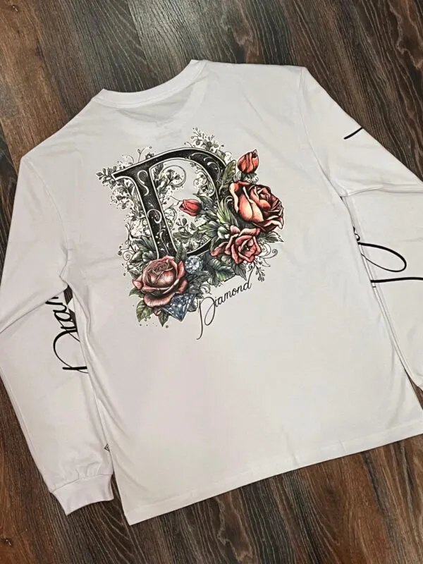 CAMISETA MANGA LONGA DIAMOND ROSES WHITE - Imagem 3