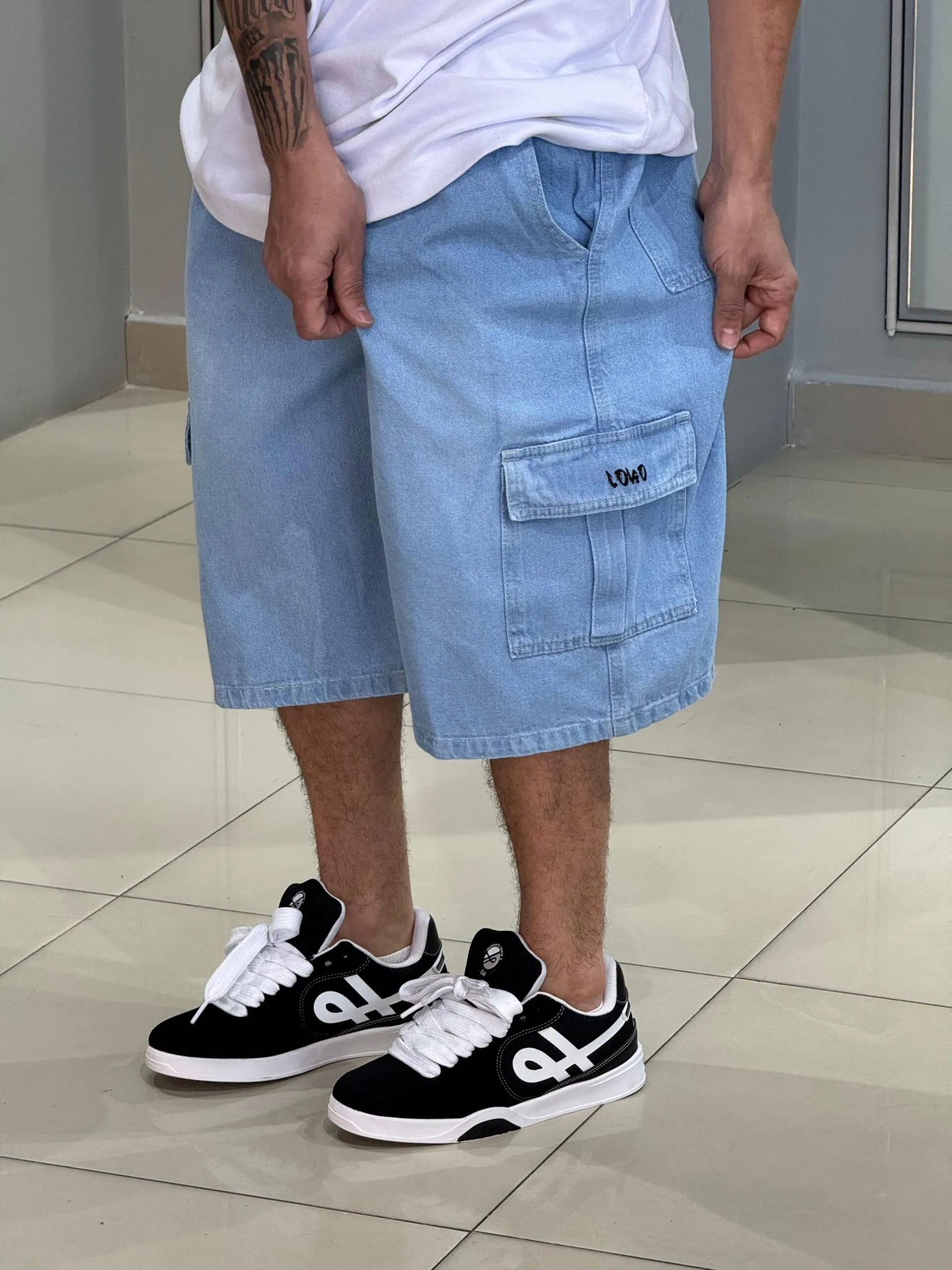 Bermuda Cargo Loko Jeans Claro - Imagem 5