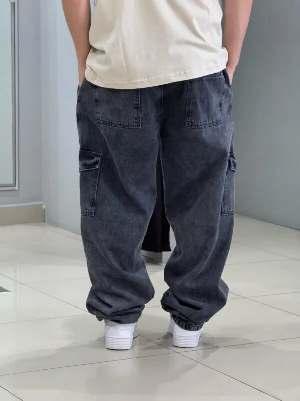 Calça Cargo Loko Jeans Estonado Escuro - Imagem 3