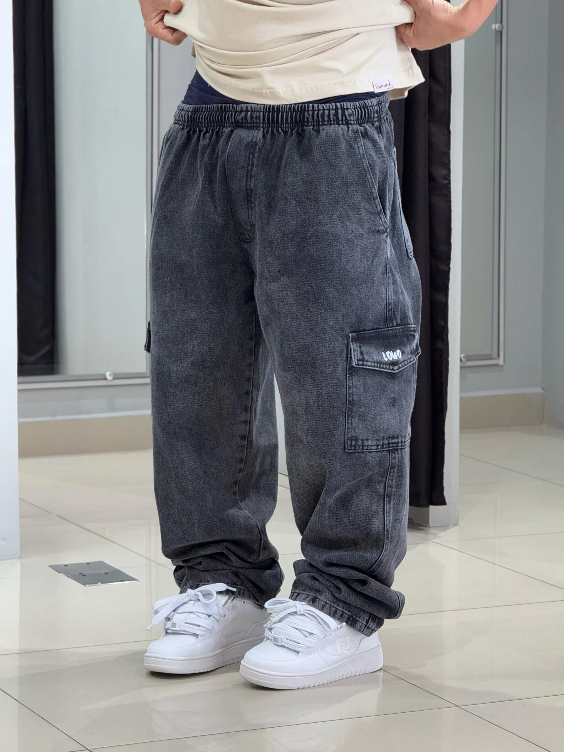 Calça Cargo Loko Jeans Estonado Escuro - Imagem 5