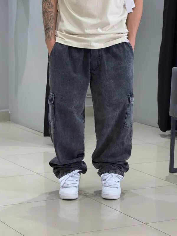 Calça Cargo Loko Jeans Estonado Escuro - Imagem 9