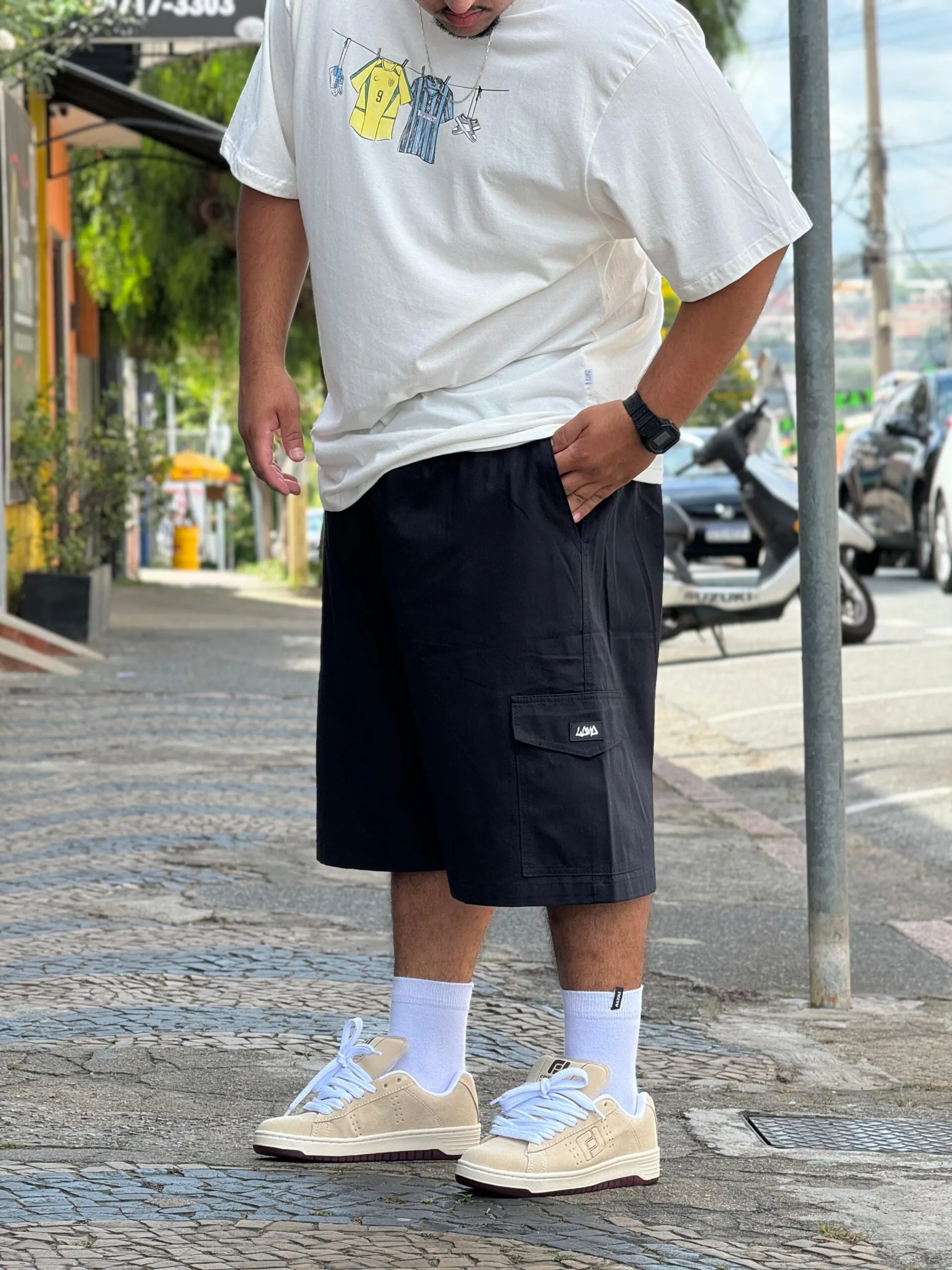 Bermuda Cargo Plus Size Loko Preto - Imagem 4