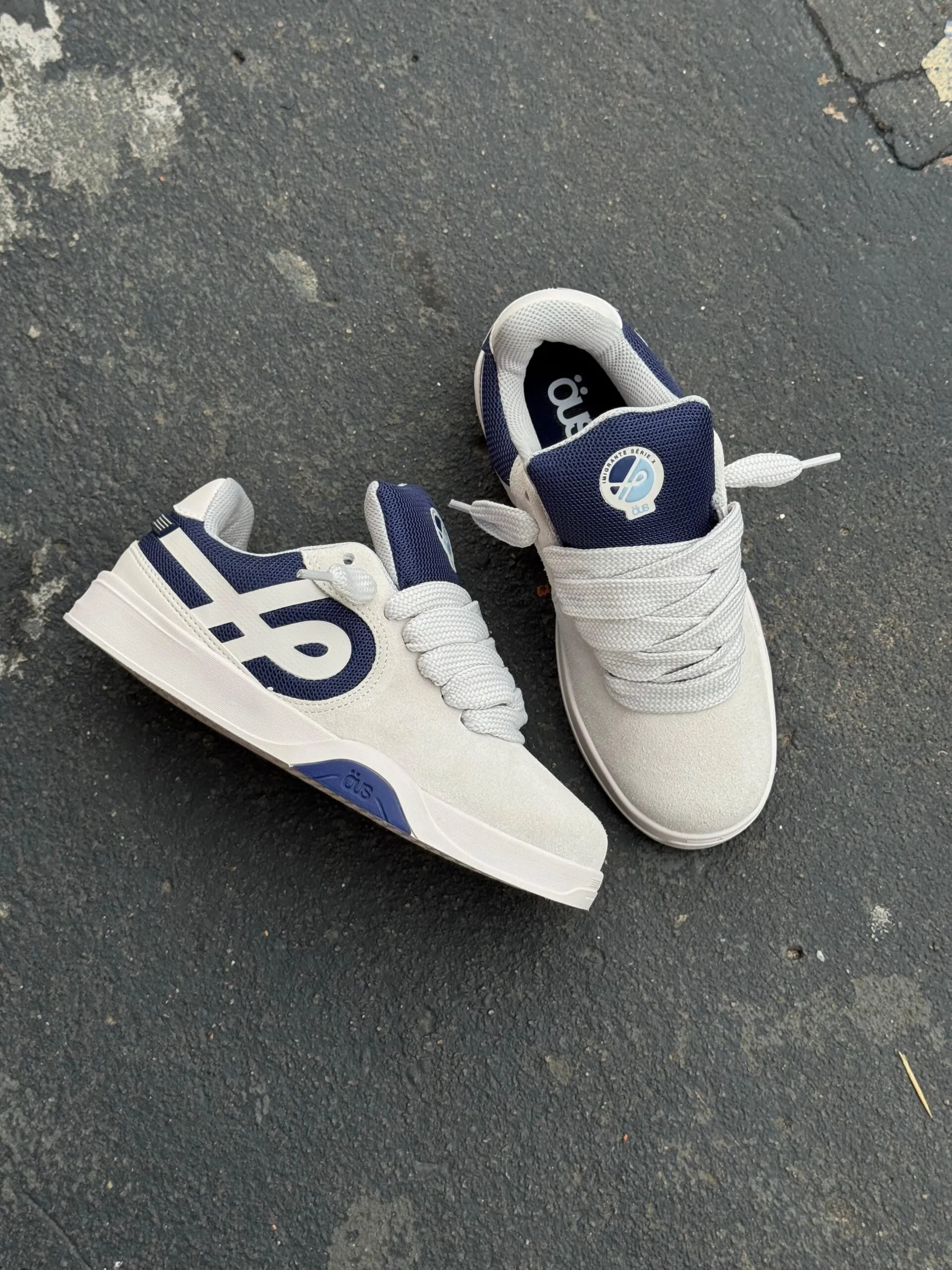 Tênis ÖUS Couro Imigrante Serie X Cinza Safira Essencial - Imagem 8