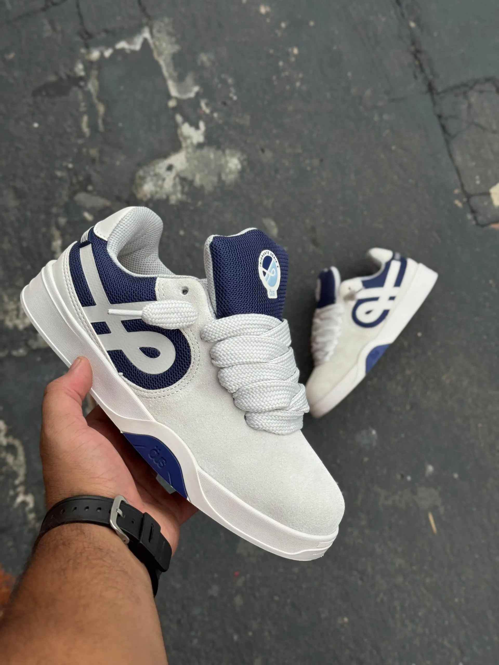 Tênis ÖUS Couro Imigrante Serie X Cinza Safira Essencial - Imagem 9