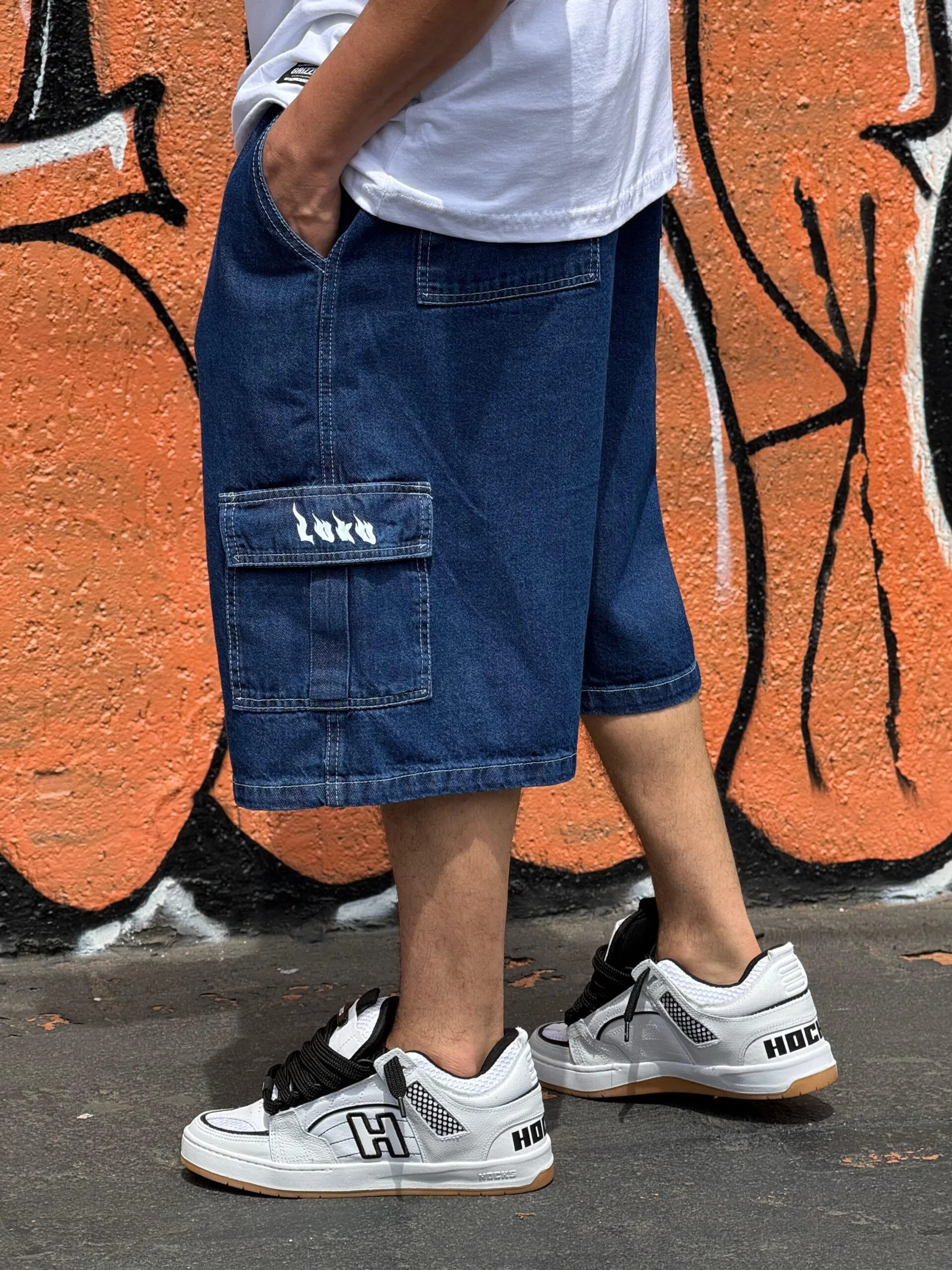 Bermuda Cargo Loko Jeans Escuro