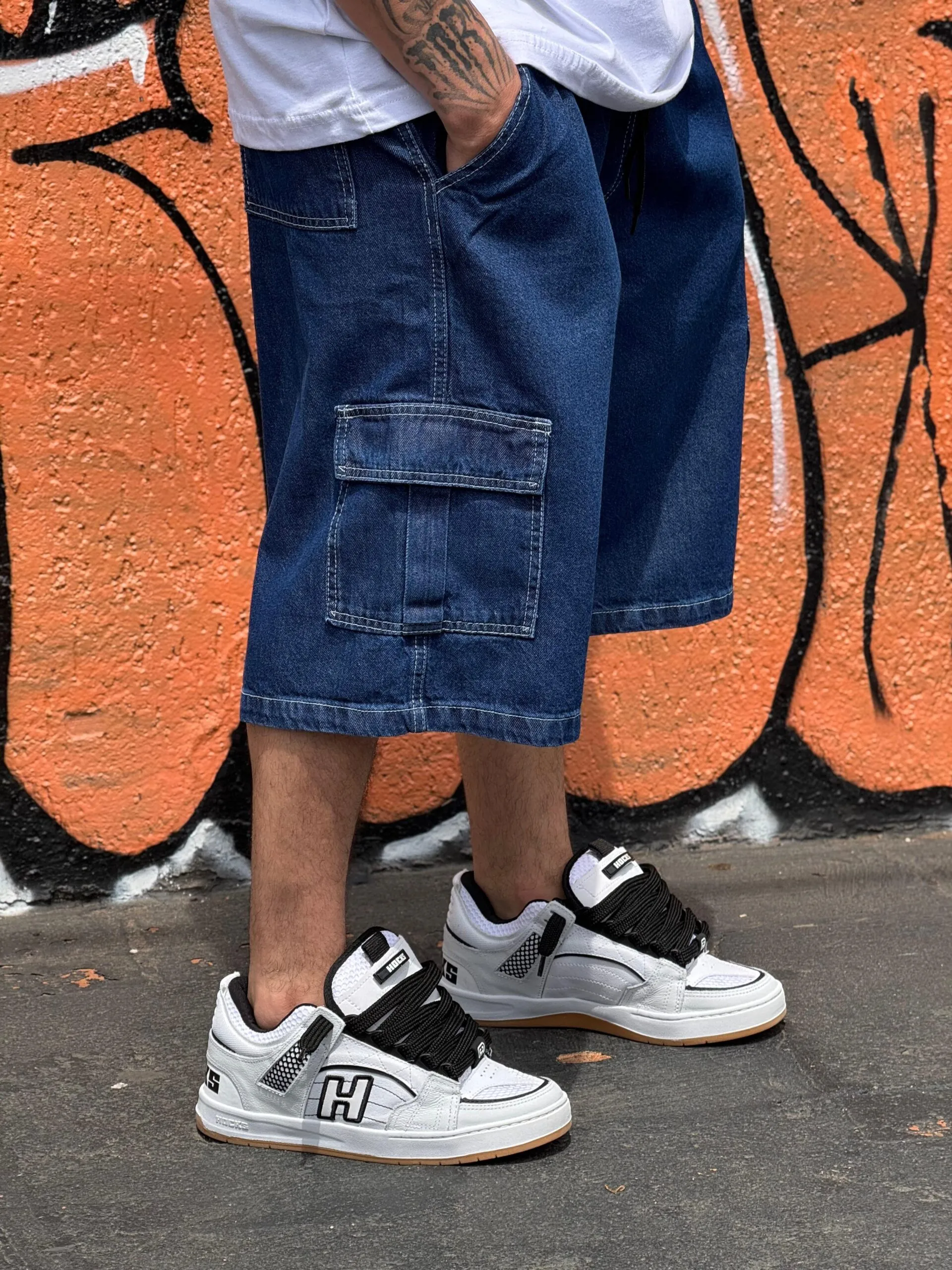 Bermuda Cargo Loko Jeans Escuro - Imagem 3