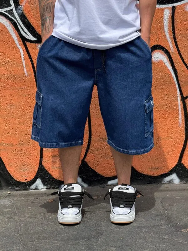 Bermuda Cargo Loko Jeans Escuro - Imagem 4