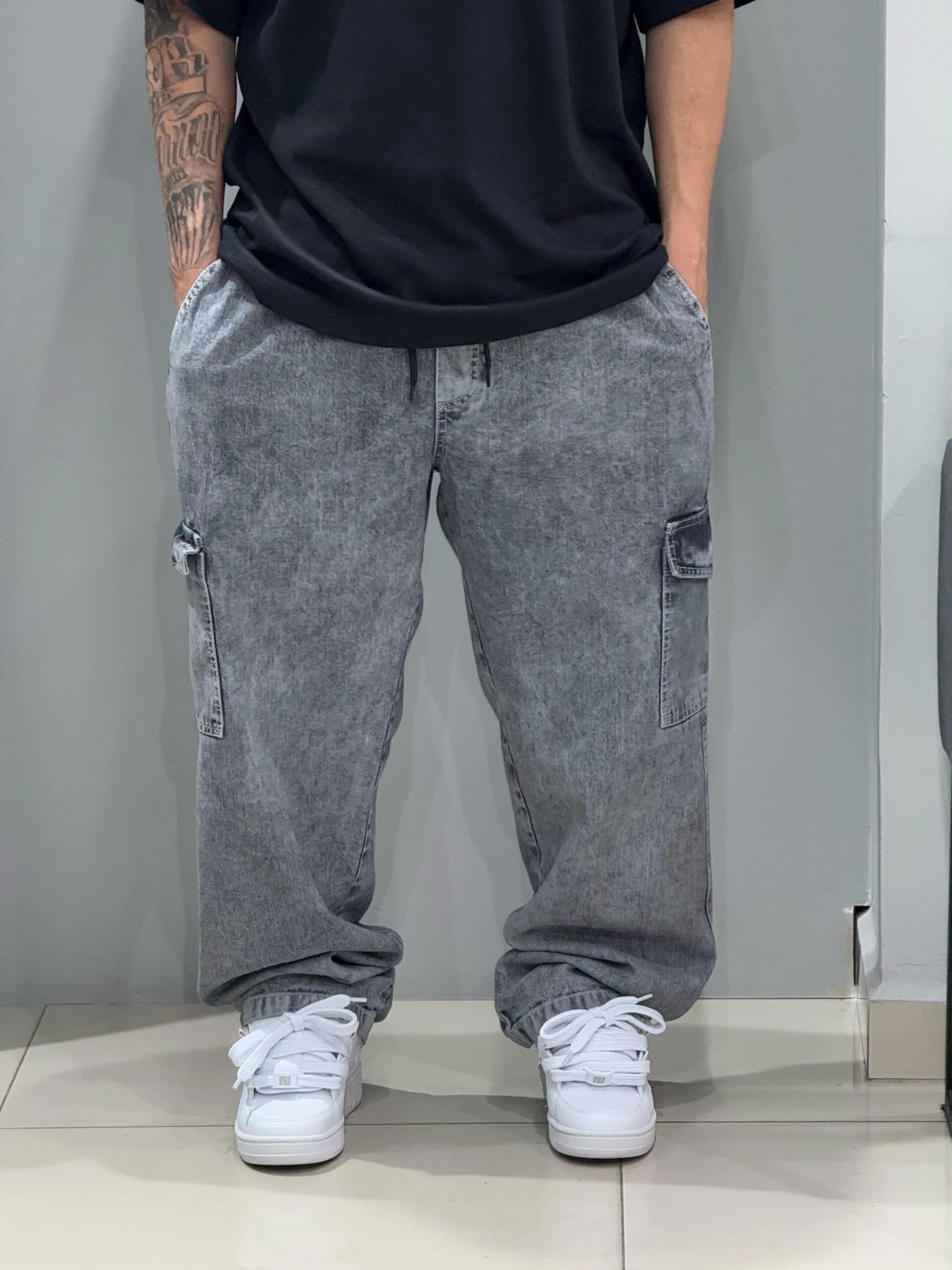 Calça Cargo Loko Jeans Stoned Claro - Imagem 3