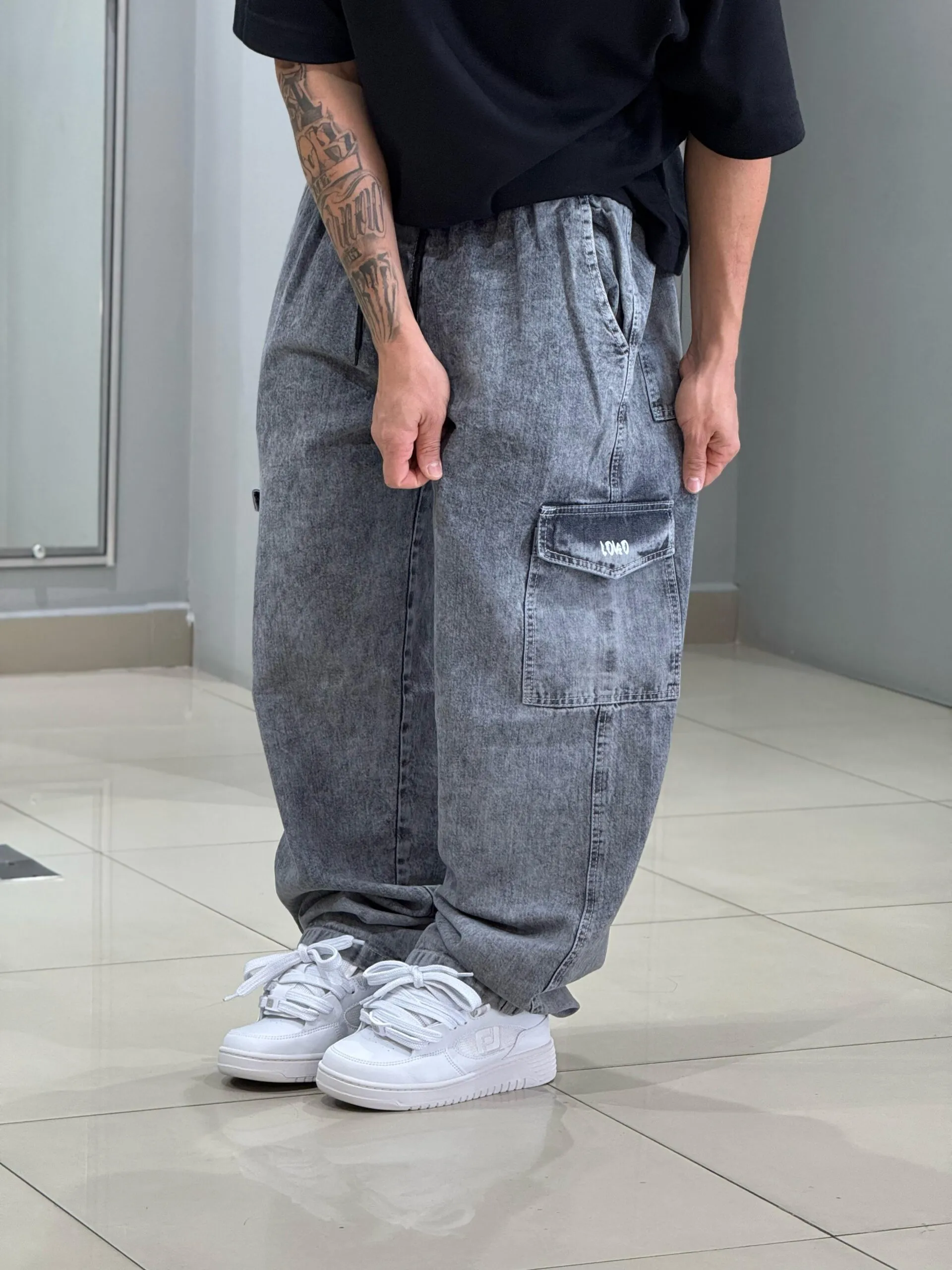 Calça Cargo Loko Jeans Stoned Claro - Imagem 6