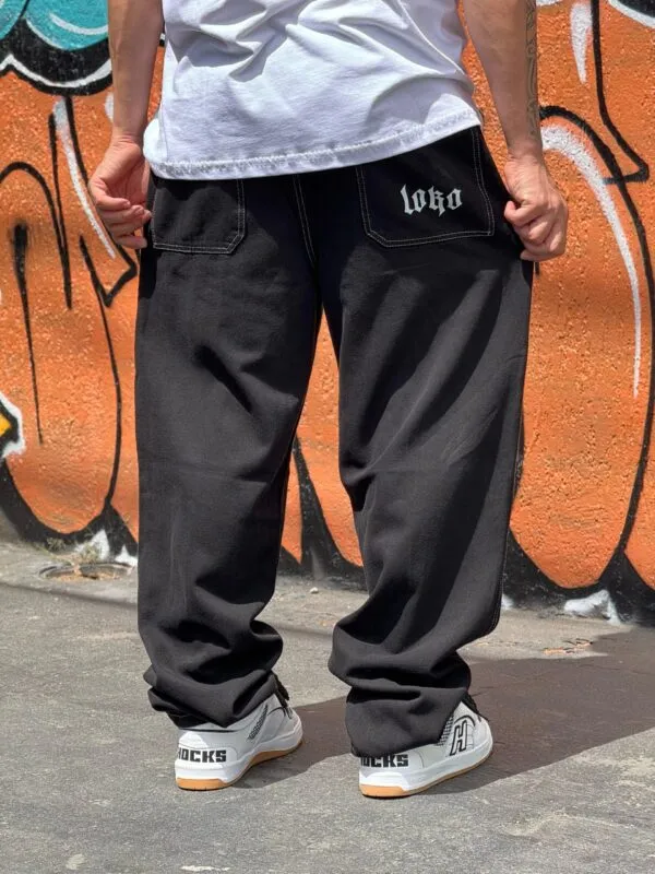 Calça Baggy Loko Pesponto Preto - Imagem 6