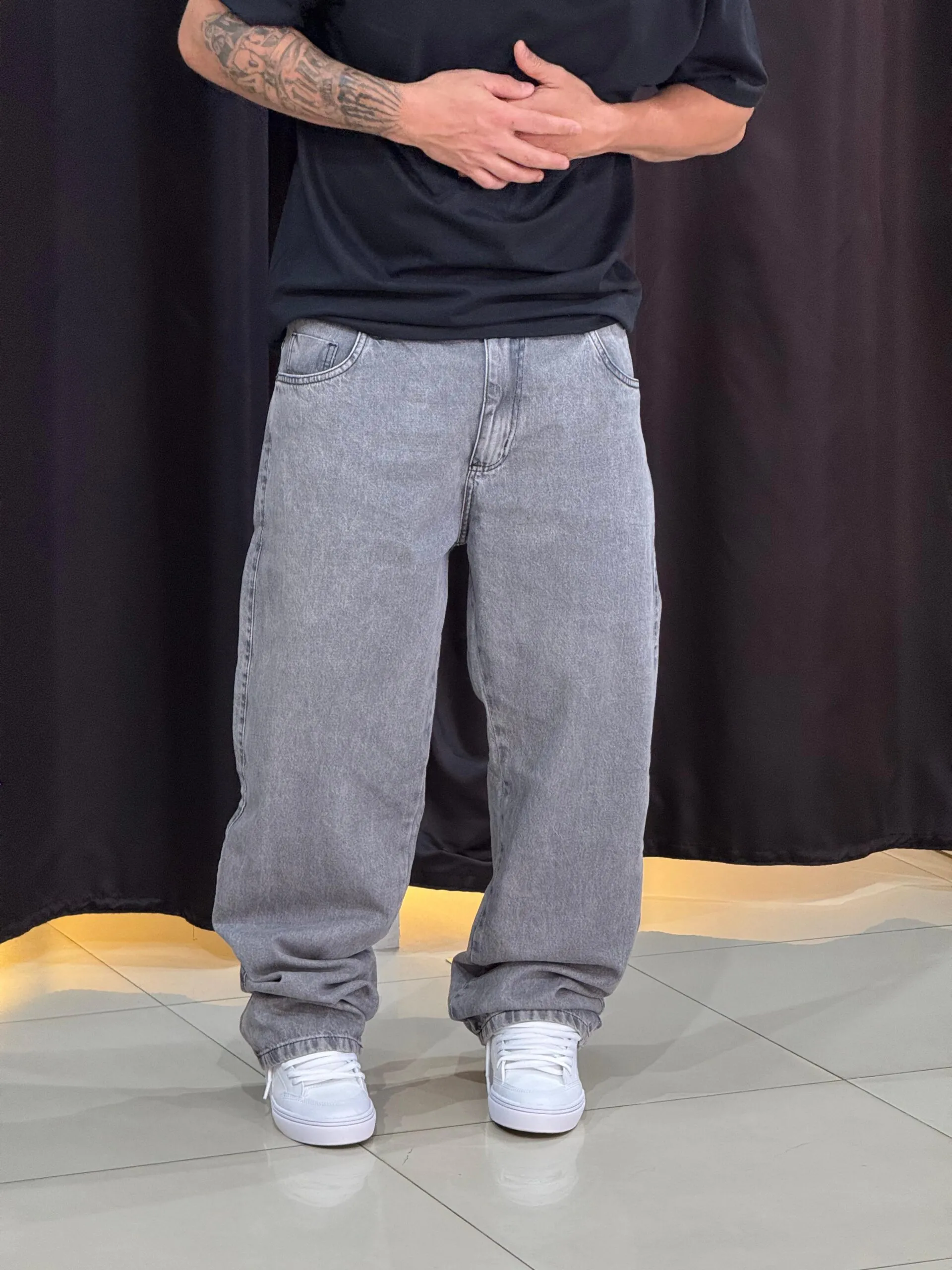 Calça Balão Loko Jeans Estonado Marmorizado - Imagem 2