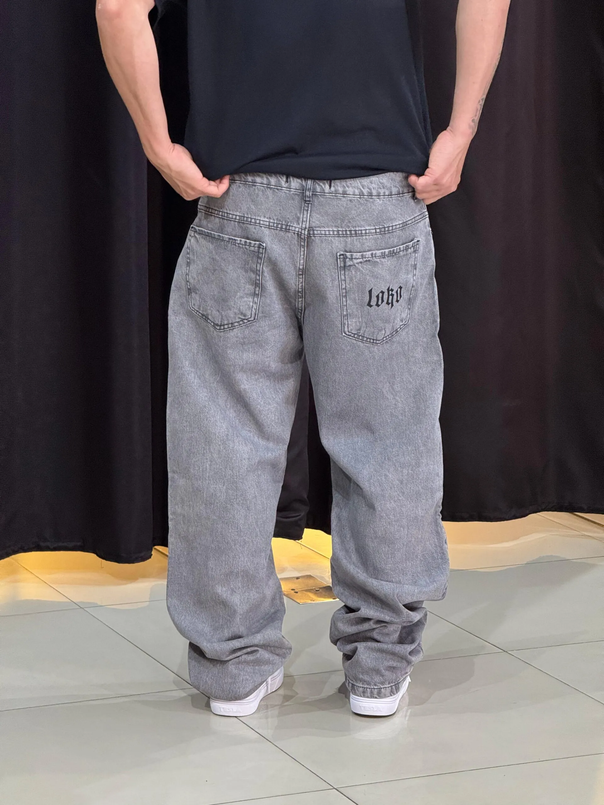 Calça Balão Loko Jeans Estonado Marmorizado - Imagem 3