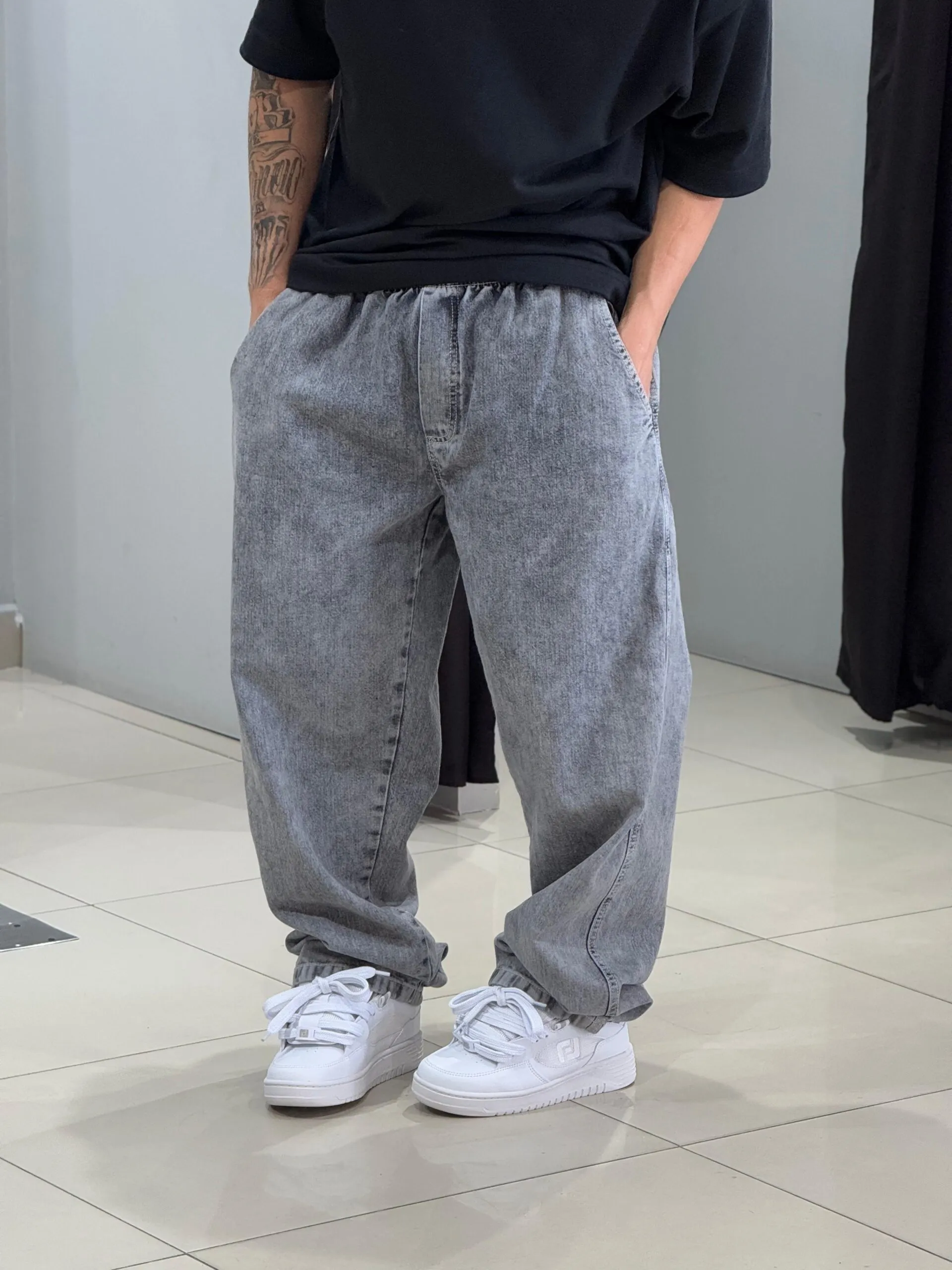 Calça Baggy Loko Jeans Estonado Claro