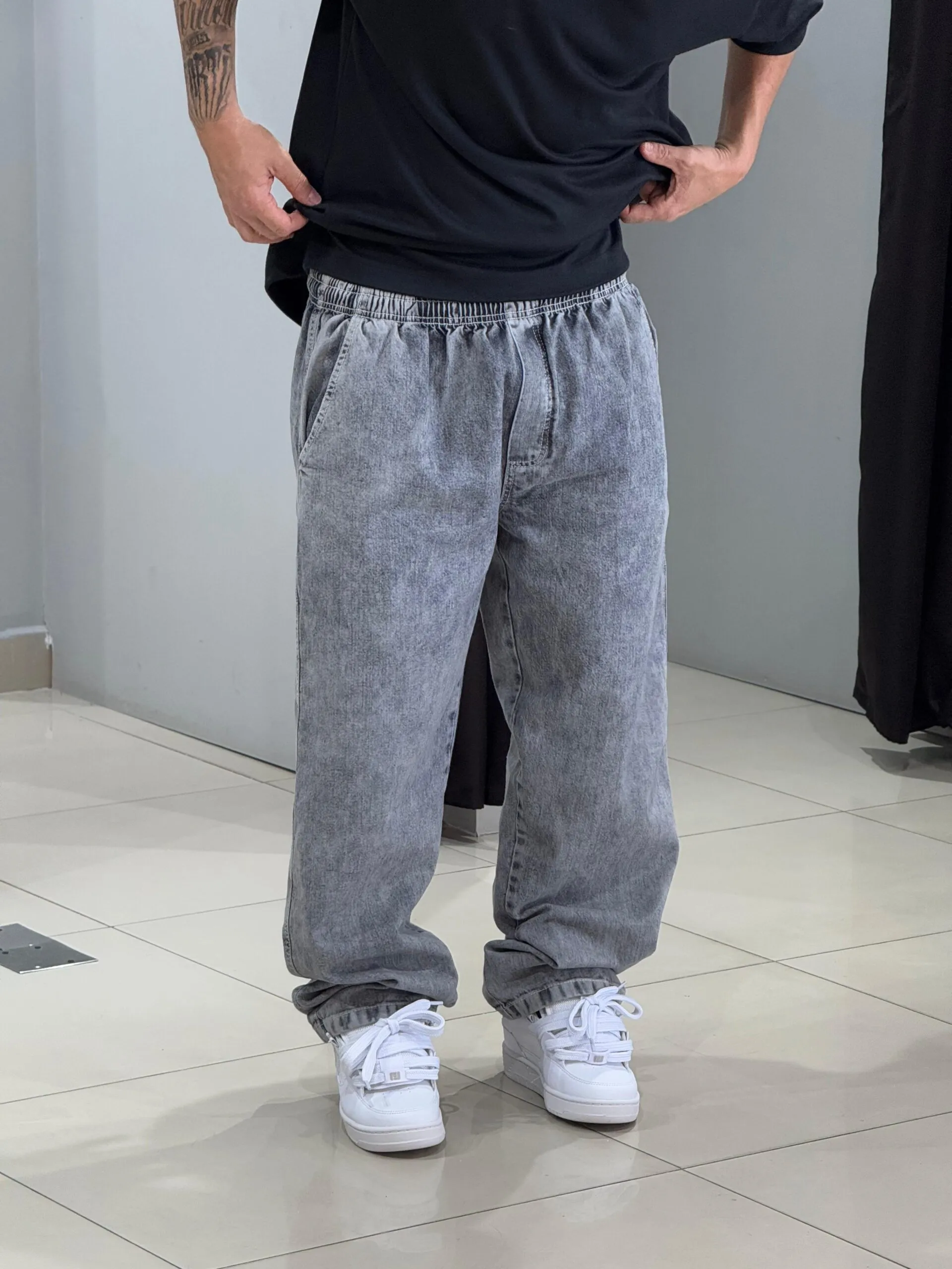 Calça Baggy Loko Jeans Estonado Claro - Imagem 5