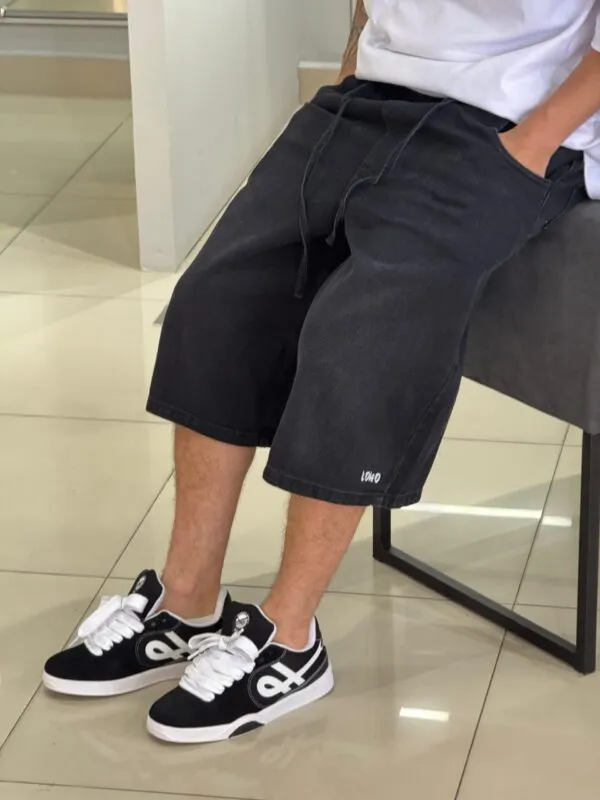 Bermuda Baggy "Jorts" Loko Jeans Dark Stoned - Imagem 2