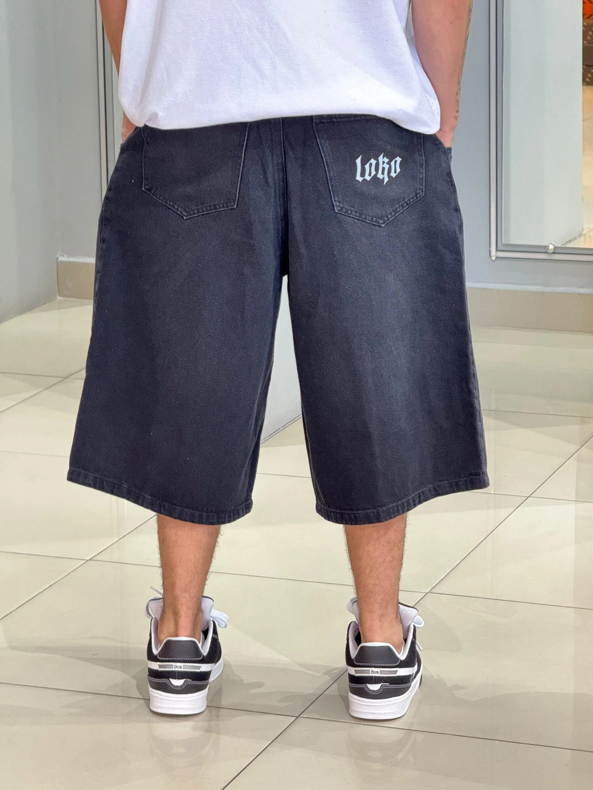 Bermuda Baggy "Jorts" Loko Jeans Dark Stoned - Imagem 5