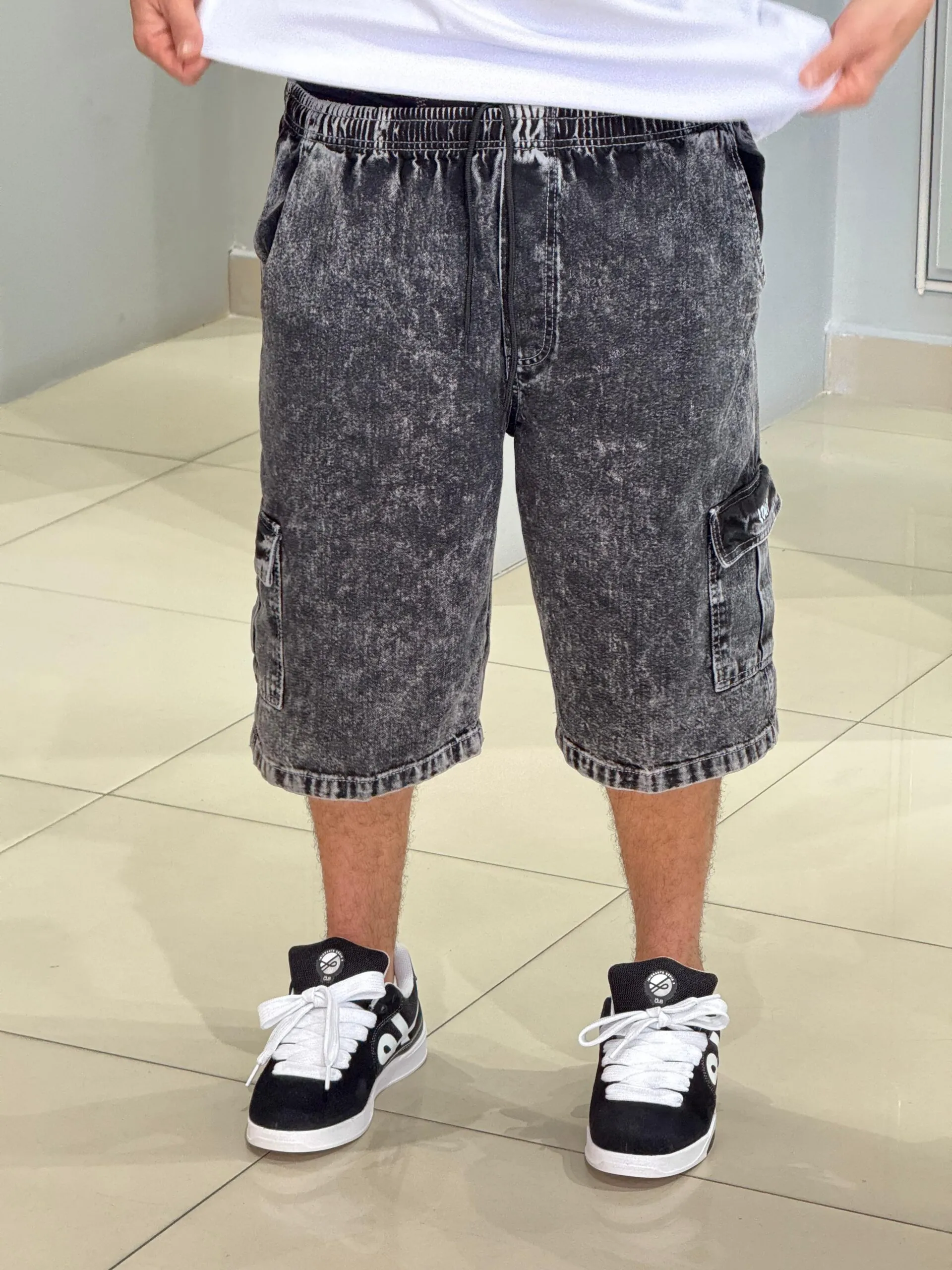 Bermuda Cargo Loko Jeans Dark Stoned - Imagem 5