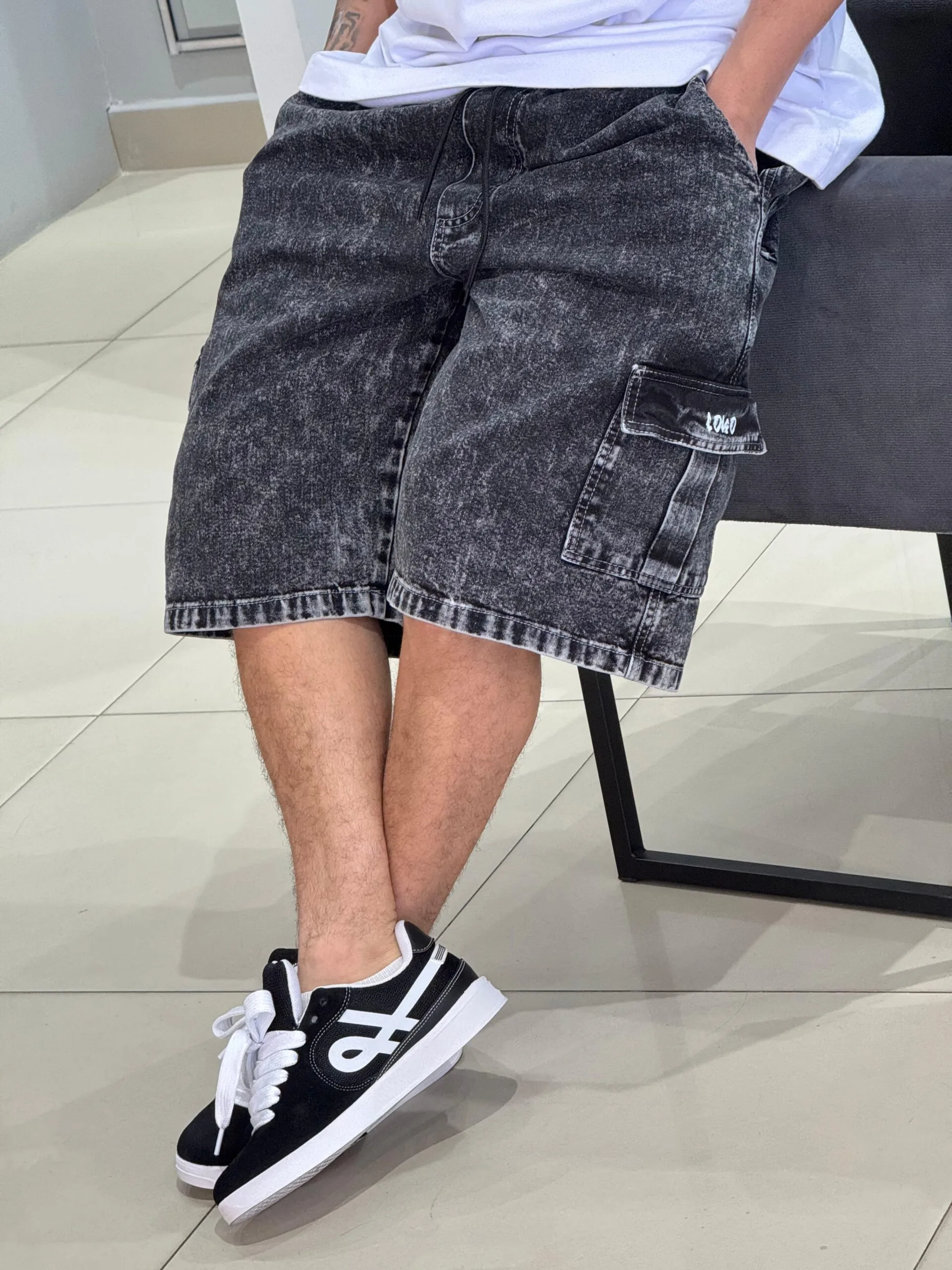 Bermuda Cargo Loko Jeans Dark Stoned