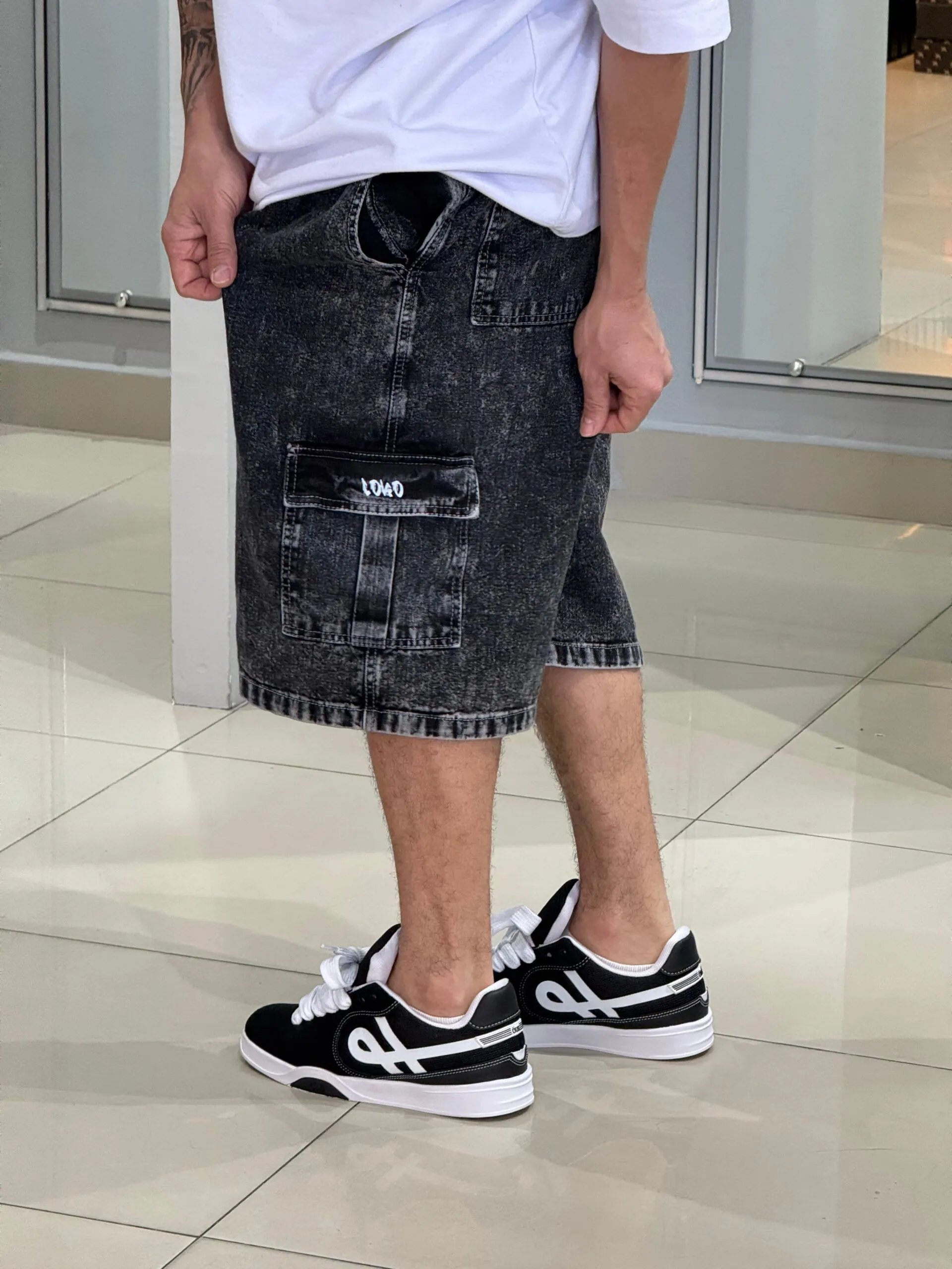 Bermuda Cargo Loko Jeans Dark Stoned - Imagem 3