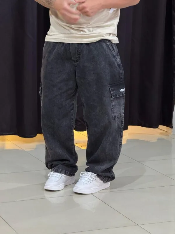 Calça Cargo Loko Jeans Stoned Escuro - Imagem 6