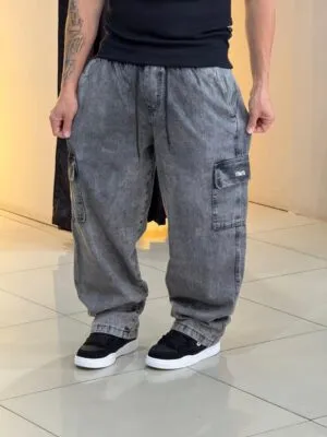 Calça Cargo Loko Jeans Stoned Escuro