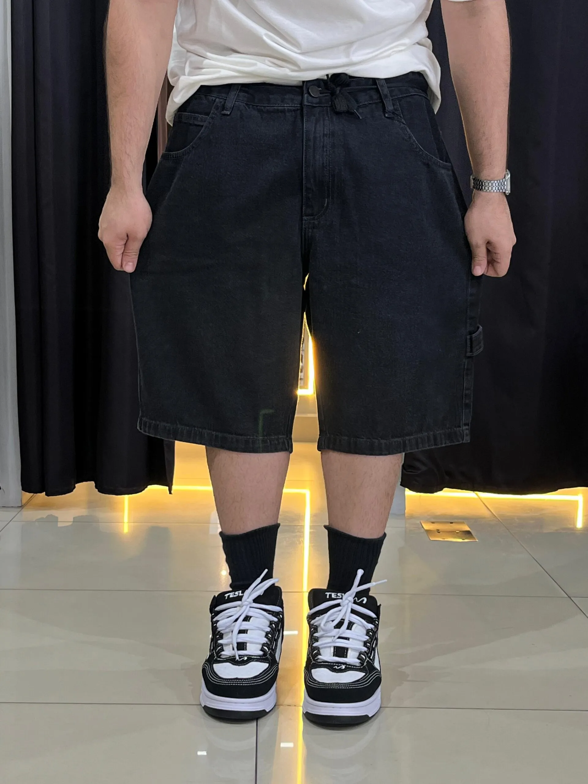 Bermuda Jeans Carpinteiro Plano C. Washed Black - Imagem 2