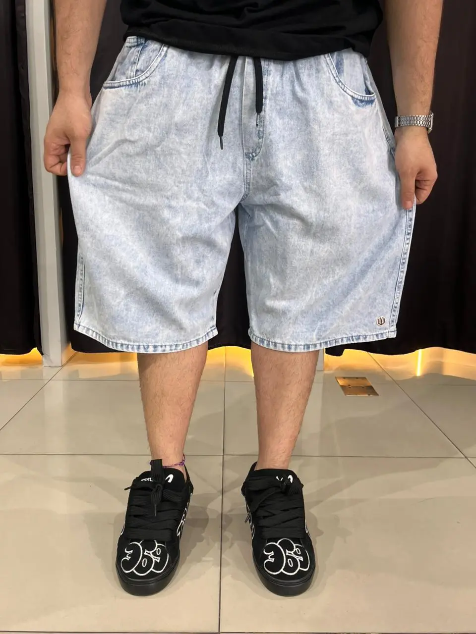 Bermuda Jeans John Roger Over Delave Marmorizada - Imagem 4