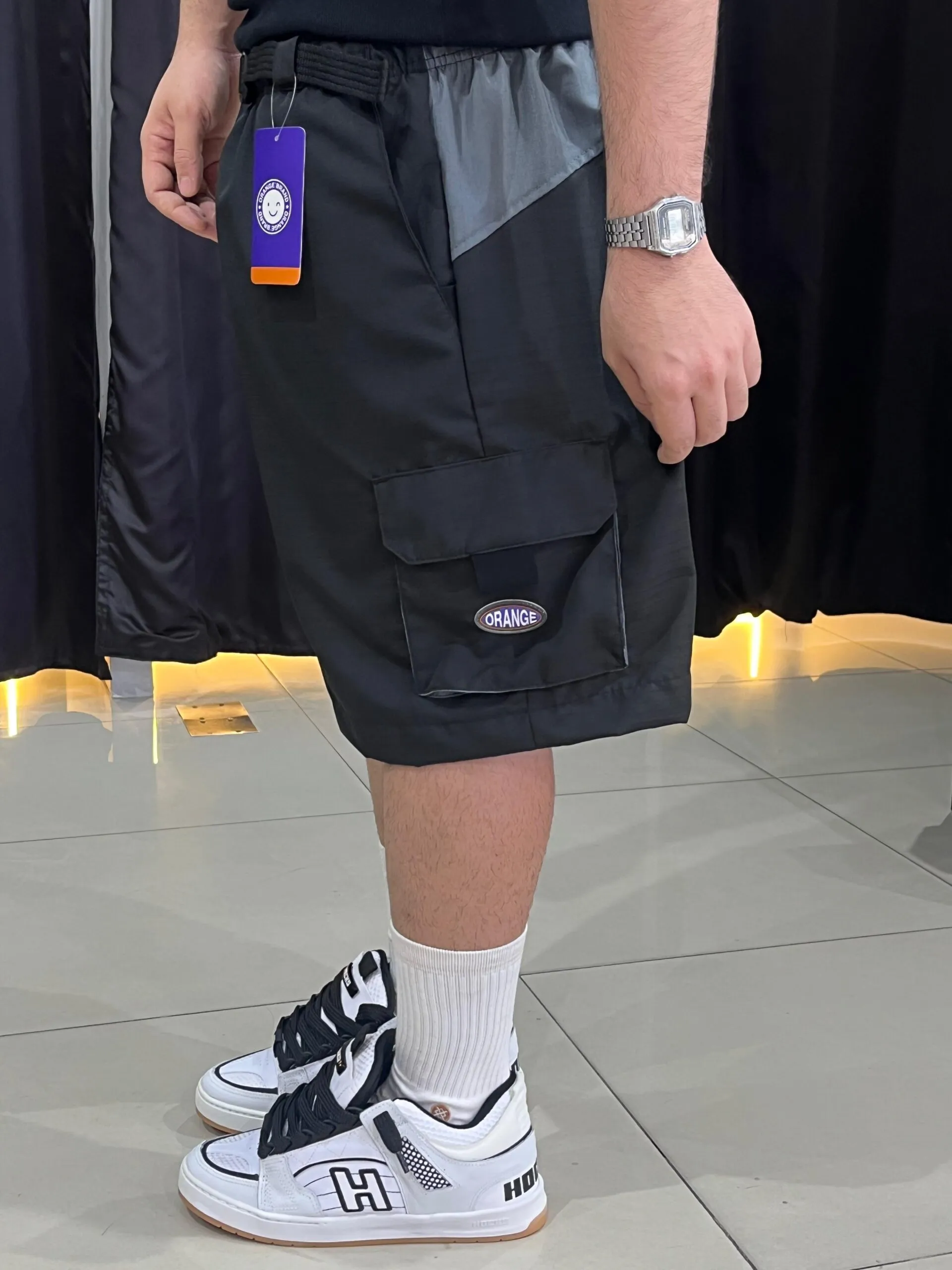 Shorts Elastico Orange Pockets Preto - Imagem 2