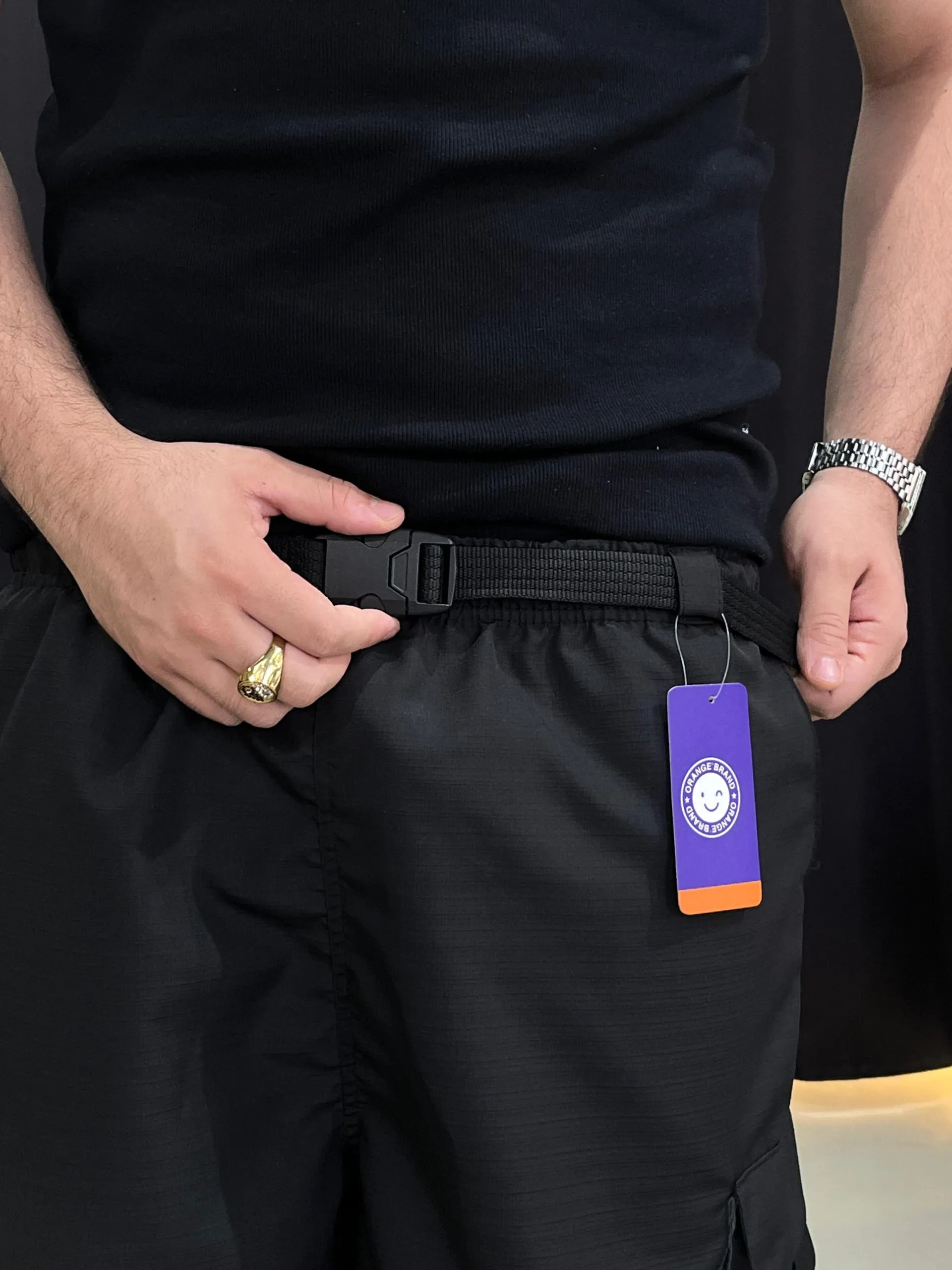 Shorts Elastico Orange Pockets Preto - Imagem 3