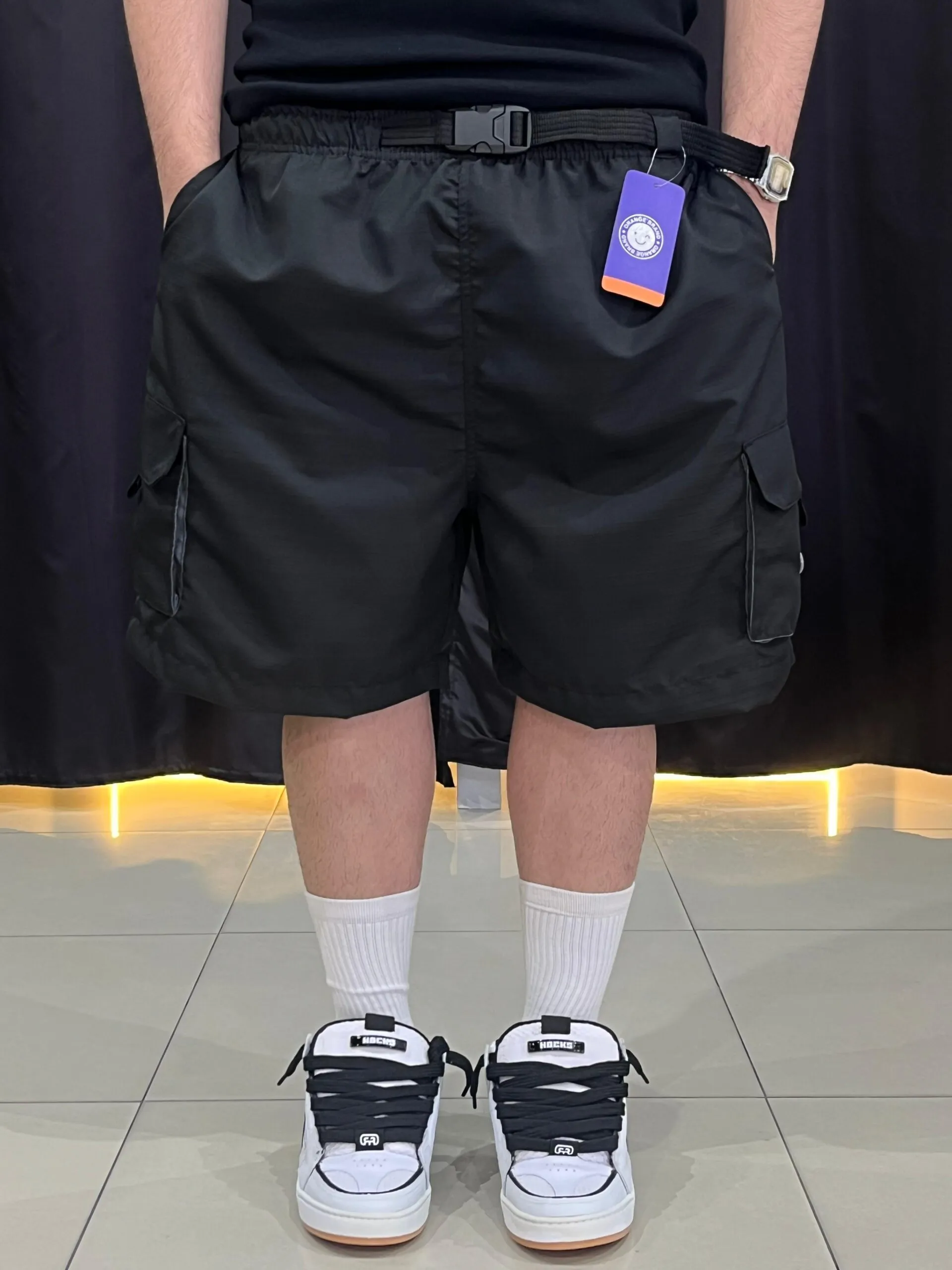 Shorts Elastico Orange Pockets Preto