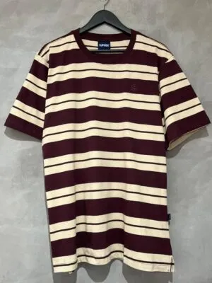 Camiseta Tupode Listrada Vinho Bege