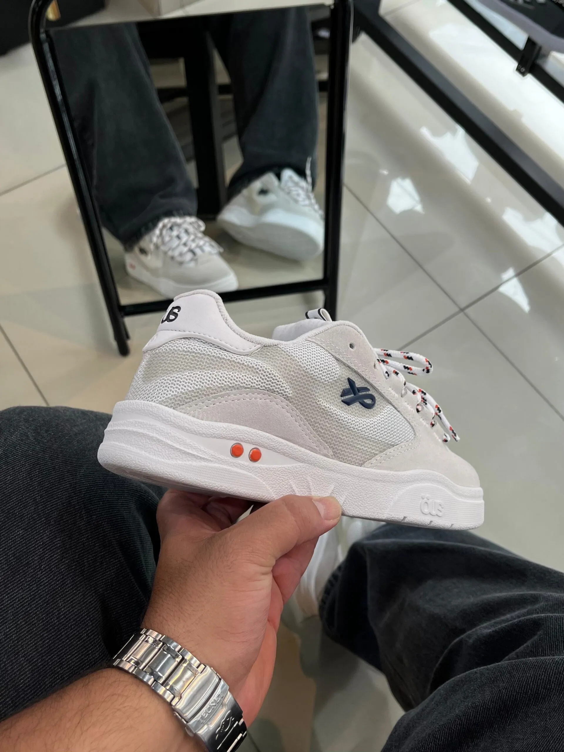 Tênis OUS Fluente GTX Cinza Azul Branco Essencial - Imagem 4