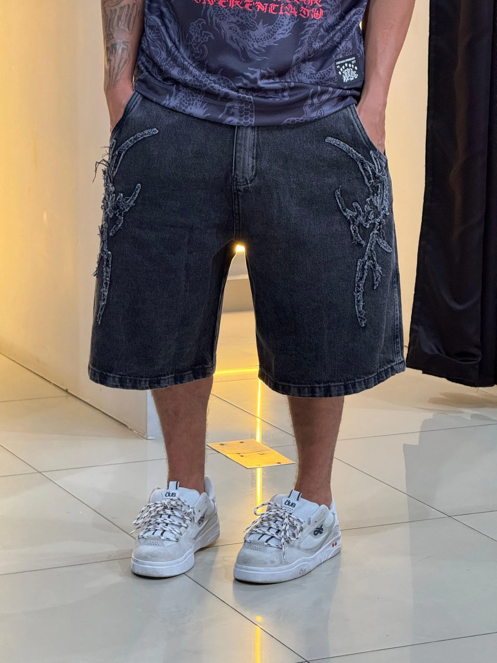 Bermuda Jorts Baggy Trip Side “Patchwork Tribal Estonada - Imagem 4